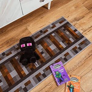 Minecraft Train Rail Area Rug | Indoor Floor Mat, Accent Rugs For Living Room and Bedroom, Home Decor For Kids Playroom | Video Game Gifts And Collectibles | 20 x 60 Inches