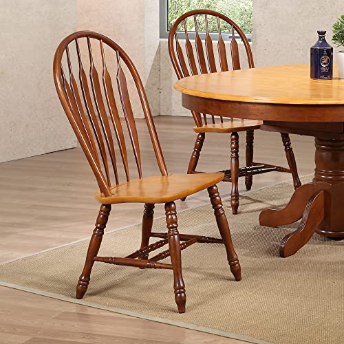 Sunset Trading Oak Selections Dining Chair, Medium Walnut with Light Finish seat