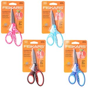 fiskars 194640-1002 softgrip big kids scissors, 6 inch, color received may vary, 4 pack