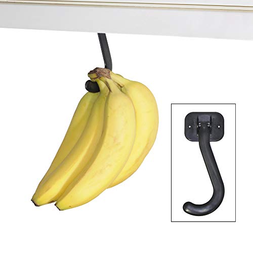 Banana Hook Hanger (2 Pack) for Hanging Bananas Under a Cabinet to Ripen and Store (Black)