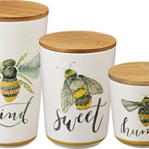 Primitives by Kathy Kitchen Canisters, Set of 3, Bees - Kind, Sweet, Humble