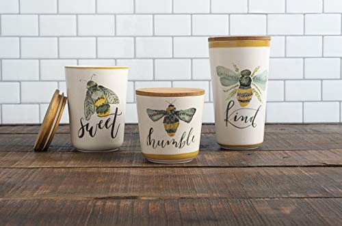 Primitives by Kathy Kitchen Canisters, Set of 3, Bees - Kind, Sweet, Humble