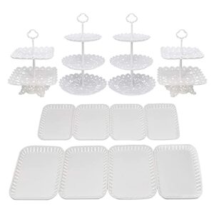 set of 12 pieces cupcake stands plastic dessert stand cupcake holder plate serving tray fruit plate for wedding birthday party fruits desserts candy bar display white