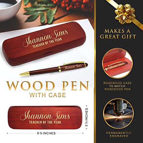 My Personal Memories, Custom Engraved Ballpoint Pen with Personalized Case - Wood Pen Set for Lawyers, Doctors, Teachers, Graduates, Students (Rosewood)