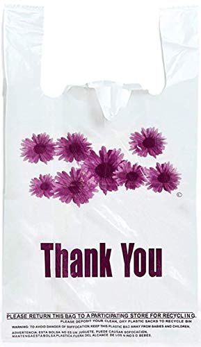 ROYALHOUSE Purple Flower Thank You Plastic t-Shirt Bags - 308 pcs/roll