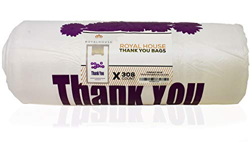 ROYALHOUSE Purple Flower Thank You Plastic t-Shirt Bags - 308 pcs/roll