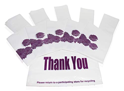 ROYALHOUSE Purple Flower Thank You Plastic t-Shirt Bags - 308 pcs/roll