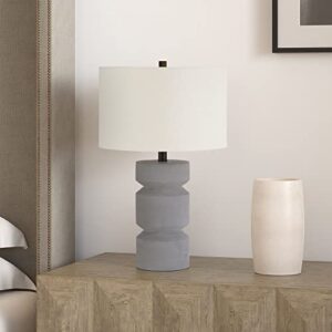 reyna 23.5" tall table lamp with fabric shade in concrete/white