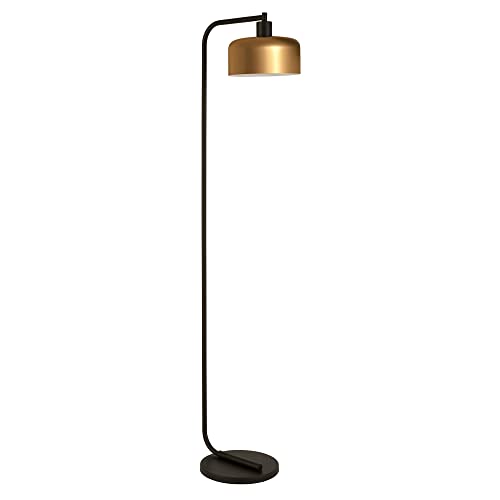 Cadmus 57" Tall Floor Lamp with Metal Shade in Blackened Bronze/Brass/Brass