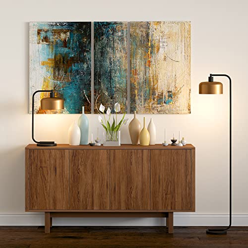 Cadmus 57" Tall Floor Lamp with Metal Shade in Blackened Bronze/Brass/Brass