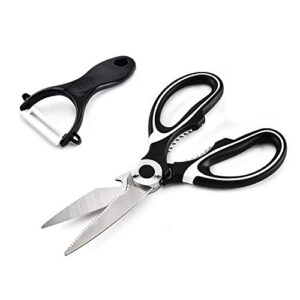 qyzhli heavy duty kitchen scissors,dishwasher safe kitchen shears,stainless steel poultry scissors set,ultra sharp 3 pack scissors with peeler