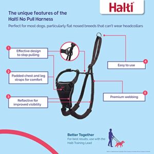 HALTI No Pull Harness Size Medium, Bestselling Professional Dog Harness to Stop Pulling on The Lead, Easy to Use, Anti-Pull Training Aid, Adjustable, Reflective and Breathable, for Medium Dogs Black