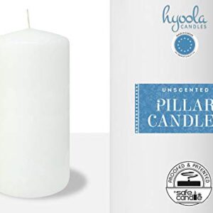 HYOOLA White Pillar Candles 3x6 Inch - Unscented Pillar Candles - 6-Pack - European Made