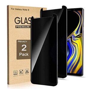 surbuid (2 pack) galaxy note 9 screen protector privacy tempered glass, 3d curved edge [not full coverage] easy install anti spy/scratch 9h hardness case friendly shield compatible note 9