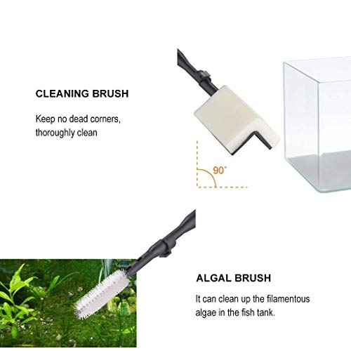 UPETTOOLS Aquarium Cleaning Tool 6 in 1 Algae Scraper Scrubber Pad Adjustable Long Handle Fish Tank Brush Cleaner Set