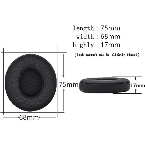 Replacement Ear Pads Compatible with Beats Solo 2 and Solo 3 Wireless On Ear Headphones Memory Foam Ear Cushions Black