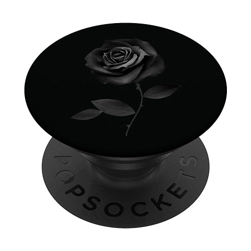 Beautiful Black Rose Flower Silhouette PopSockets PopGrip: Swappable Grip for Phones & Tablets PopSockets Standard PopGrip