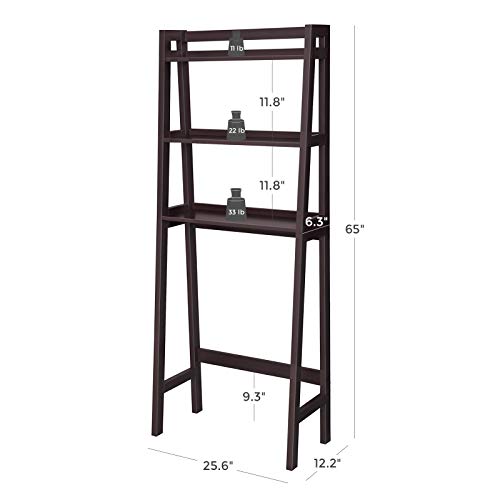 VASAGLE 2 shelves Toilet Storage Rack, Adjustable Bottom Bar, Brown