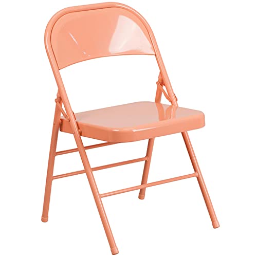 Flash Furniture Metal Folding Chairs, 2 Pack, Sedona Coral