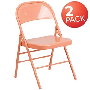 Flash Furniture Metal Folding Chairs, 2 Pack, Sedona Coral