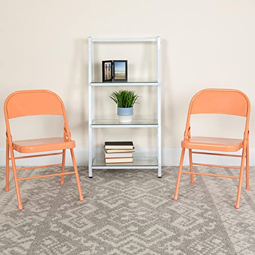 Flash Furniture Metal Folding Chairs, 2 Pack, Sedona Coral