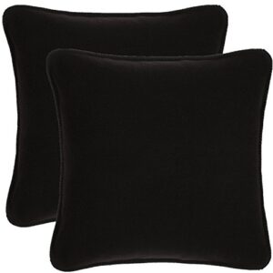 alexandra's secret home collection 18" x 18" decorative throw pillow pack of 2 stuffed throw pillows complete pillow with polyester fill insert (black, fleece)