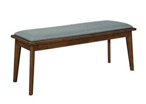 coaster furniture aldredo mid century modern wood dining bench upholstered padded seat cushion gray fabric walnut 108083
