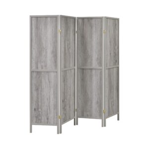 coaster furniture folding screen grey driftwood 4-panel 961415