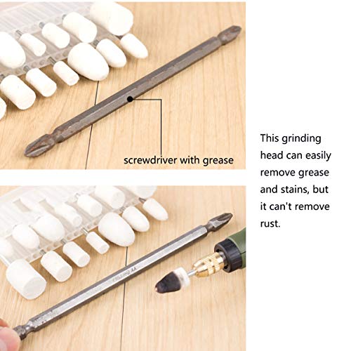 NGe 15Pcs 1/2inch Wool Felt Polishing Bits Mandrel White Cylinder Rotary Tool Accessories Kit Fit Dremel - 1/8inch Shank (3x12mm cylinder)