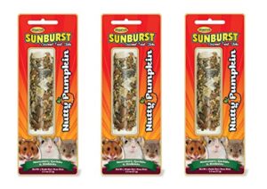higgins sunburst gourmet treat stick, 2.5 ounces, nutty pumpkin flavor for hamsters gerbils mice and other rodents (3 pack)