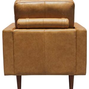 Amazon Brand – Rivet Cove Mid-Century Modern Tufted Leather Accent Chair, 32.7"W, Caramel