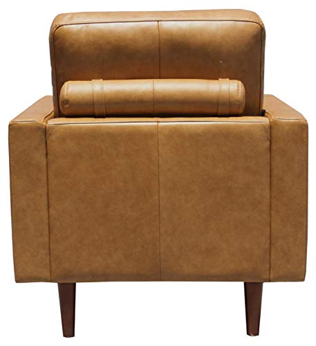 Amazon Brand – Rivet Cove Mid-Century Modern Tufted Leather Accent Chair, 32.7"W, Caramel