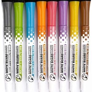 YES4QUALITY Magnetic Dry Erase Markers with Eraser Cap - 8 Pack, Fine Tip, Low Odor - White Board Markers Perfect for Dry Erase Whiteboards in the Office, Classroom or at Home