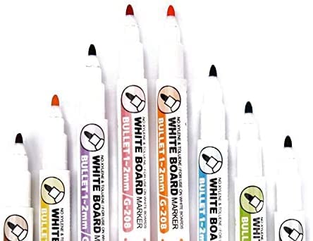 YES4QUALITY Magnetic Dry Erase Markers with Eraser Cap - 8 Pack, Fine Tip, Low Odor - White Board Markers Perfect for Dry Erase Whiteboards in the Office, Classroom or at Home