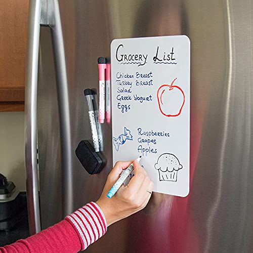 YES4QUALITY Magnetic Dry Erase Markers with Eraser Cap - 8 Pack, Fine Tip, Low Odor - White Board Markers Perfect for Dry Erase Whiteboards in the Office, Classroom or at Home