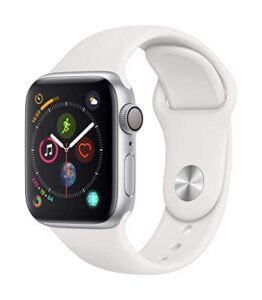 apple watch series 4 (gps, 40mm) - silver aluminum case with white sport band (renewed)
