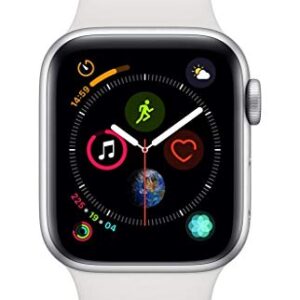 Apple Watch Series 4 (GPS, 40MM) - Silver Aluminum Case with White Sport Band (Renewed)