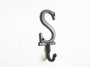 hampton nautical cast iron letter s alphabet wall hook 6" - home wall decor - decorative cast i