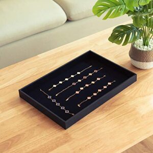 JETEHO Black Velvet Stackable Jewelry Tray Showcase Display Stackable Necklace Bracelet Ring Showcase Display Empty Plate