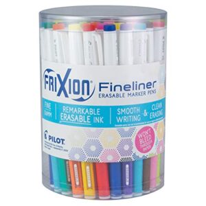pilot, frixion fineliner erasable marker pens, fine point 0.7 mm, tub of 36, assorted colors (3 each of 12 colors)