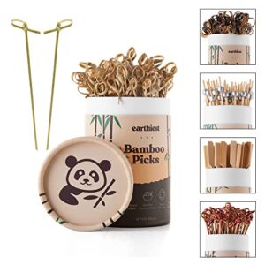 cocktail picks - bamboo skewers - toothpicks for appetizers-4 inch wooden skewers (100 pack) - party toothpick for appetizer and cocktail drinks.
