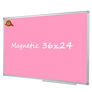 lockways magnetic dry erase board, pink color surface holiday decor whiteboard/white board christmas decor 36 x 24 inch
