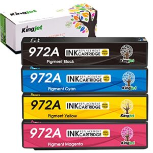 kingjet compatible for hp 972a ink cartridges replacement for hp 972a 972 972x work with pagewide 377dw pagewide pro 477dw 477dn 577dw 577z 552dw 452dn 452dw 352dw p55250dw p57750dw, 4 pack