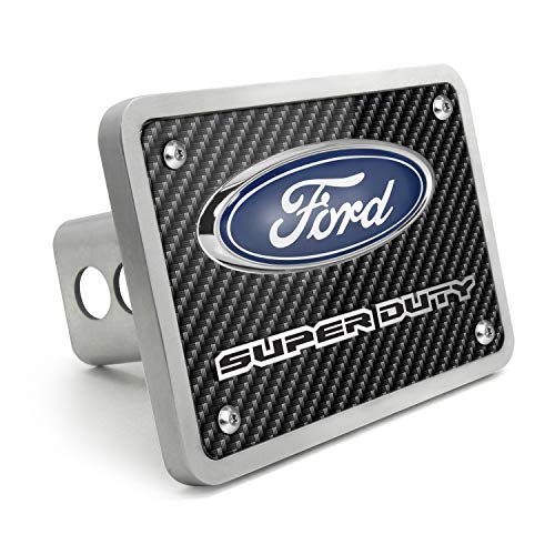 iPick Image Made for Ford Super-Duty 3D Logo Carbon Fiber Texture Billet Aluminum 2" Tow Hitch Cover