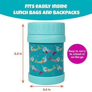 Bentology Stainless Steel Insulated Lunch 13 oz Jar for Kids –Large Leak-Proof Storage Container for Hot & Cold Food, Soups, Liquids - BPA Free - Fits Most Lunch Boxes and Bags - Narwhal