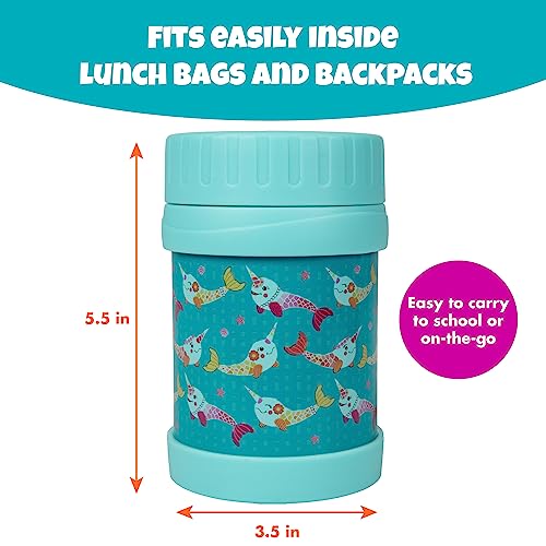 Bentology Stainless Steel Insulated Lunch 13 oz Jar for Kids –Large Leak-Proof Storage Container for Hot & Cold Food, Soups, Liquids - BPA Free - Fits Most Lunch Boxes and Bags - Narwhal