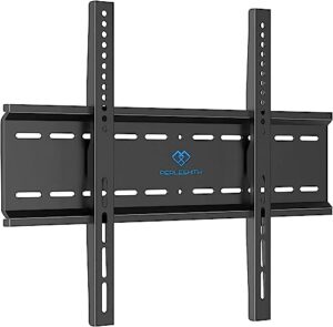 perlesmith fixed tv wall mount bracket, low profile design for most 26-55 inch led lcd oled-4k flat screen tvs, ultra slim fixed tv mount with max vesa 400x400mm up to 115lbs fits 16 inch wood stud