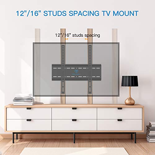PERLESMITH Fixed TV Wall Mount Bracket, Low Profile Design for Most 26-55 inch LED LCD OLED-4K Flat Screen TVs, Ultra Slim Fixed TV Mount with Max VESA 400x400mm up to 115lbs Fits 16 inch Wood Stud