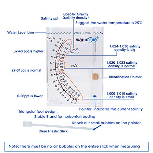 capetsma Salinity Tester, Accurate Sea Hydrometer Aquarium Marine Salinity Meter for Fish Tank Pond Water Saltwater Freshwater Specific Gravity Test