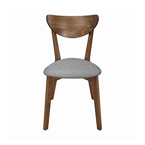 Coaster Furniture Alfredo Upholstered Grey and Natural Walnut (Set of 2) Dining Chair 17.5" D x 21.75" W x 31.25" H 108082